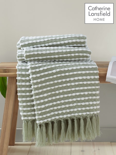 Catherine Lansfield Green Stab Stitch Throw (D42163) | €44