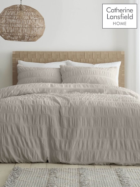 Catherine Lansfield Natural Seersucker Easy Care Duvet Cover Set (D42485) | €29 - €50