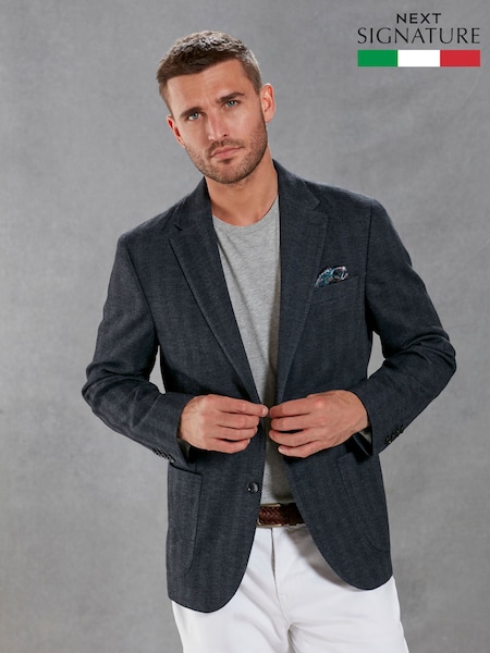 Blue/Navy Signature Motionflex Italian Wool Blend Blazer (D42851) | €191
