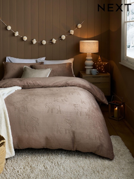 Mink Moose Embossed Fleece Duvet Cover and Pillowcase Set (D42994) | €7 - €14