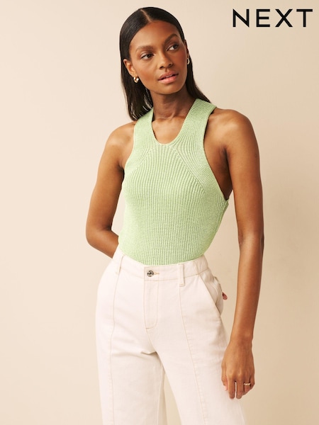 Lime Green Sparkle Racer Knit Vest (D43082) | €6