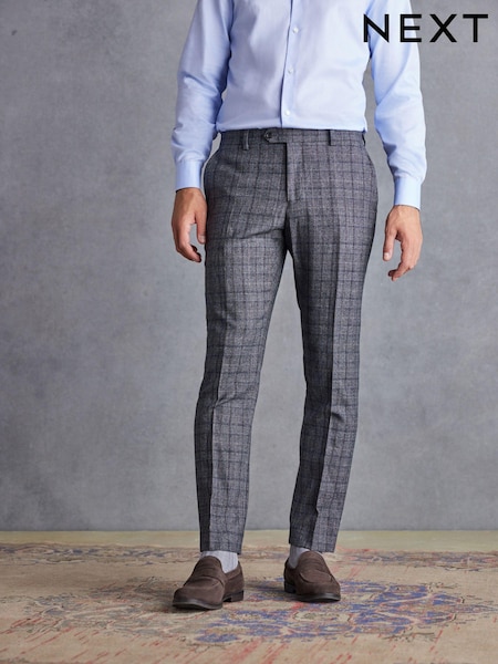 Grey Slim Fit Signature Check Suit Trousers (D43262) | €50
