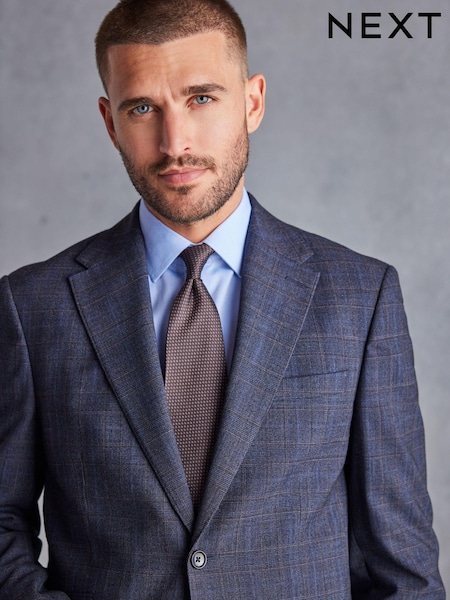Blue Regular Fit Check Signature Suit Jacket (D43263) | €64
