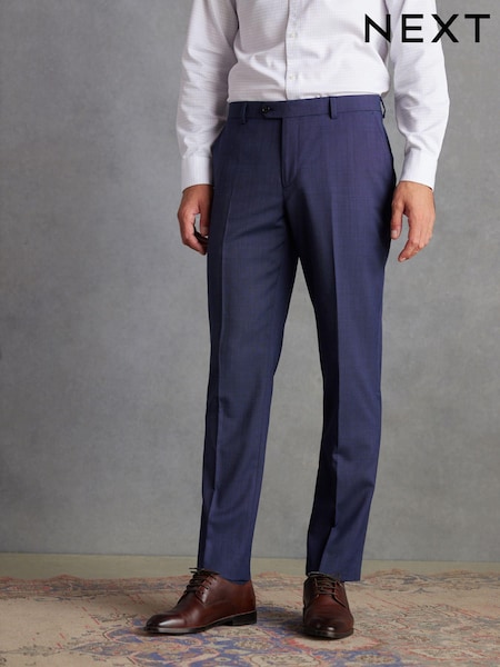 Blue Tailored Fit Signature Wool Textured Suit Trousers (D43268) | €38