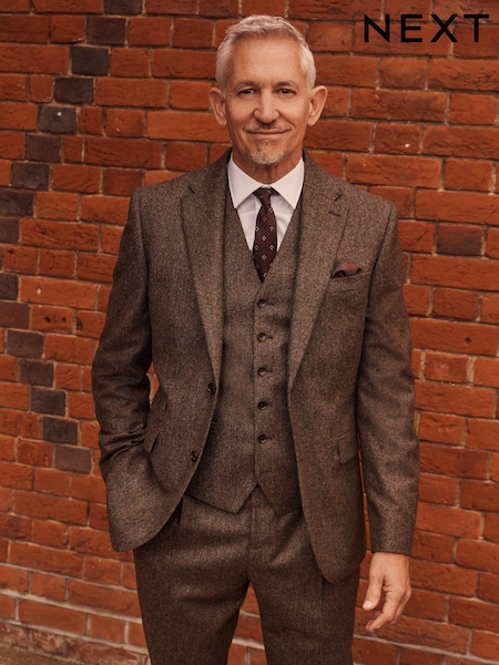 Taupe Slim Fit Signature Moons British Fabric Textured Suit Jacket (D43278) | €40