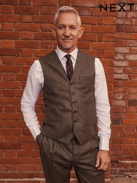 Taupe Regular Fit Signature Moons British Fabric Textured Waistcoat (D43280) | €25