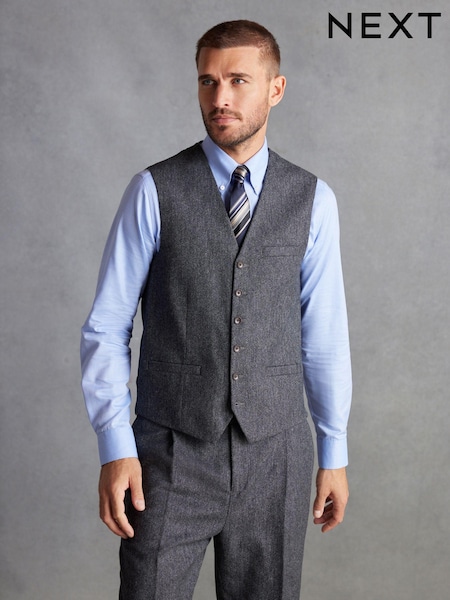 Charcoal Grey Regular Fit Signature Moons British Fabric Textured Waistcoat (D43283) | €20