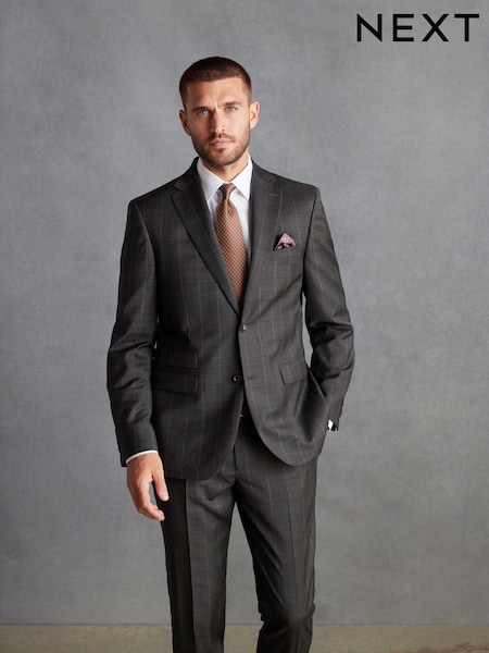 Green Tailored Fit Signature Empire Mills British Fabric Check Suit Jacket (D43287) | €79