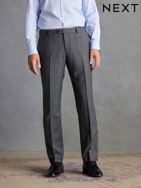 Grey Tailored Fit Signature British Fabric Check Suit Trousers (D43293) | € 32