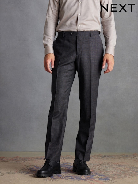 Charcoal Grey Regular Fit Signature TG Di Fabio Italian Fabric Check Suit Trousers (D43310) | €59