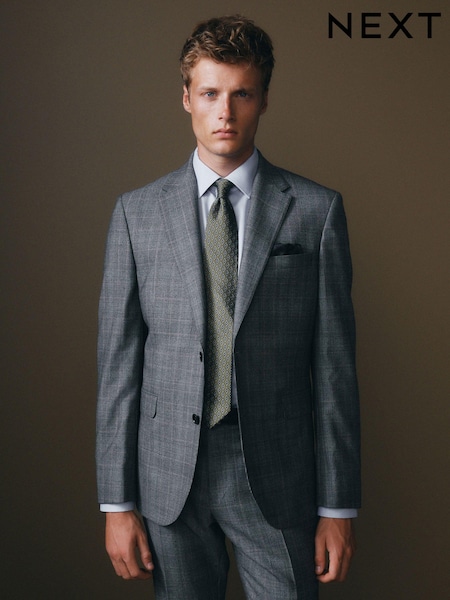 siva - Standardni kroj - Slim Fit Signature Cerruti Wool Check Suit Jacket (D43312) | € 144