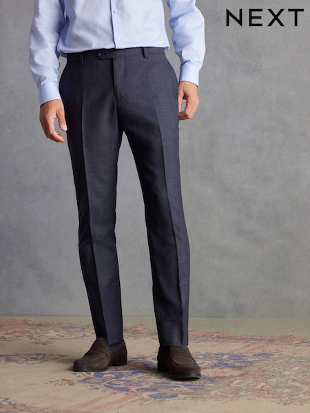 Navy Slim Fit Signature Marzotto Italian Fabric Textured Suit: Trousers (D43323) | €23