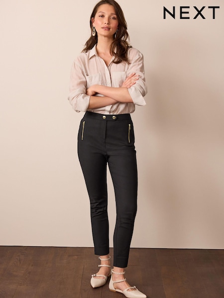 Black Zipped Detail Skinny Trousers (D43408) | €8