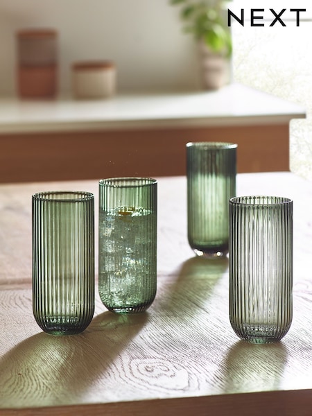 Green Hollis Set of 4 Tall Tumbler Glasses (D43477) | €29