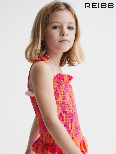 Reiss Orange Print Nelli 4-9 yrs Floral Swimsuit (D43723) | €30