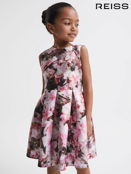 Reiss Pink Print Emily Scuba Floral Printed Dress (D43726) | AED389