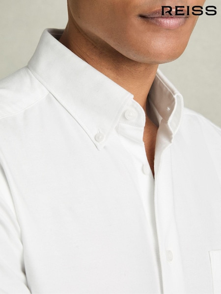 Reiss White Greenwich Slim-Fit Button-Down Collar Cotton Oxford Shirt (D43750) | 585 zł