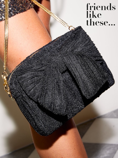Black Glitter Bow Ocassion - Friends Like These Chain Cross-body Bag
