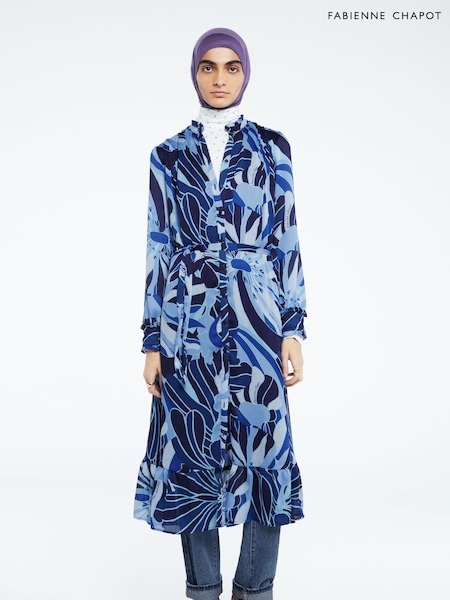 Fabienne Chapot Blue Printed Midi Marina Dress (D44647) | €138