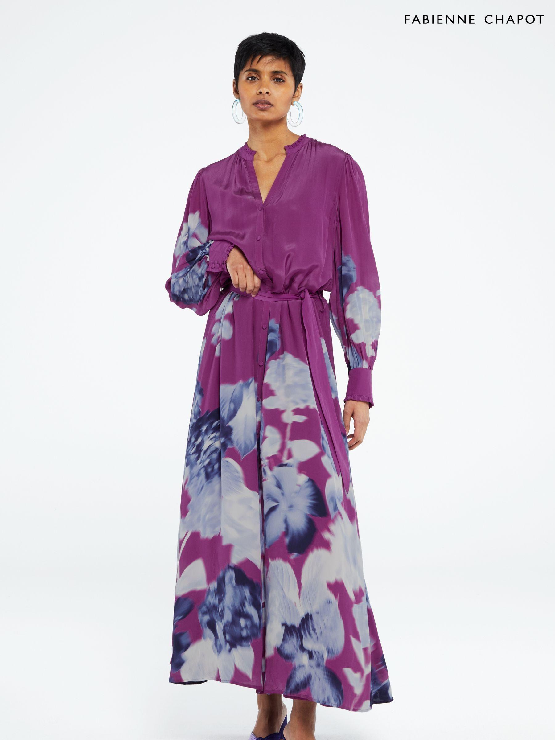 Women s Purple Belted Occasionwear Floral Dresses Next Luxembourg