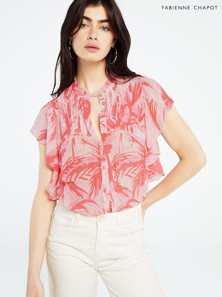 Fabienne Chapot Bibi Pink Printed Short Sleeve Blouse (D44650) | €76