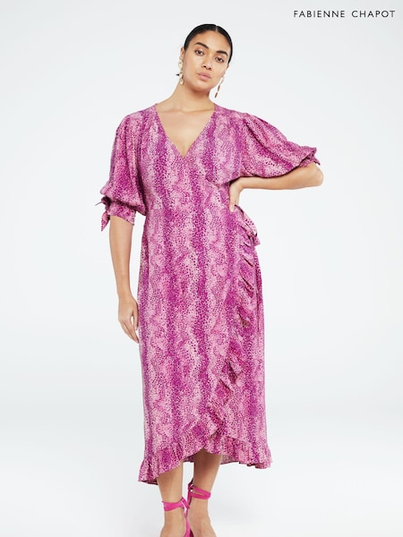 Fabienne Chapot Pink Channa Printed Midi Wrap Dress (D44653) | €122