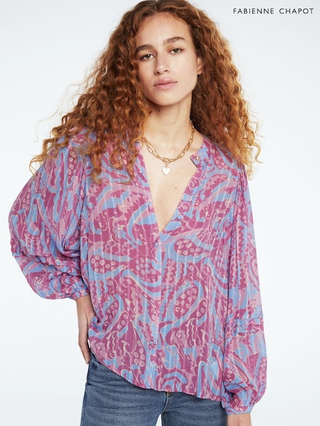 Fabienne Chapot Purple Hollie Printed Button-Up Blouse (D44714) | €99