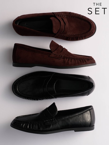 Black/Brown - The Set 2 Pack Classic Ruched Loafers
