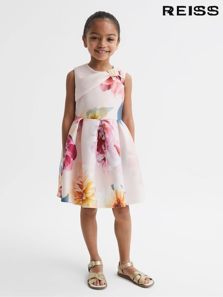 Reiss Pink Emily 4-9 yrs Scuba Floral Printed Dress (D45364) | €70