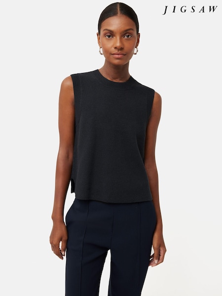 Jigsaw Black Cotton Blend Crew Tank (D45391) | AED259