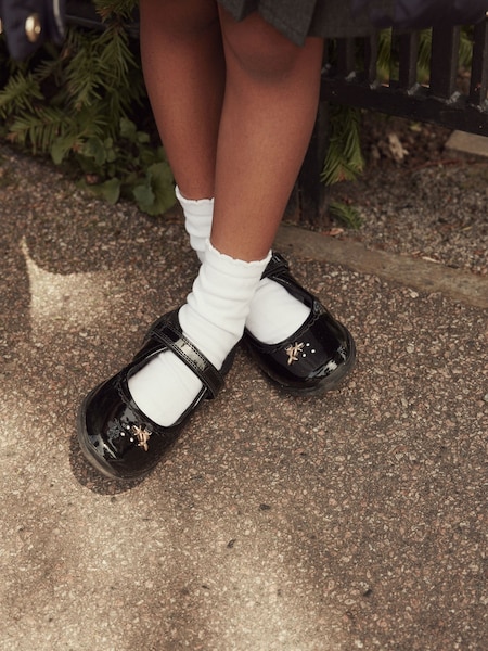 Negru lăcuit - Pantofi din piele pentru copii multi fit Clarks Relda (D45397) | 192 LEI - 208 LEI