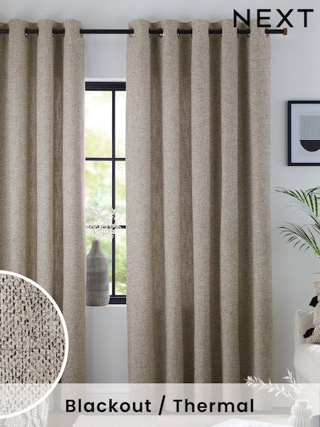 Natural Bobble Texture Blackout/Thermal Eyelet Curtains (D45416) | €89 - €190