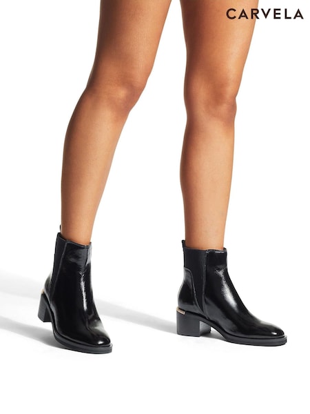 Negru crom - Ghete și cizme pe gleznă Carvela Liberty (D45558) | 1,005 LEI