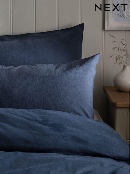 Set of 2 Navy Blue 100% Cotton Supersoft Brushed Pillowcases (D45617) | €13
