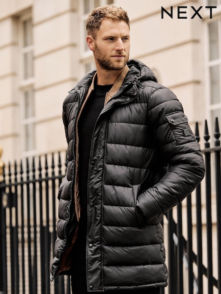 Black Longline Mock Bomber Layer Coat (D45808) | €36