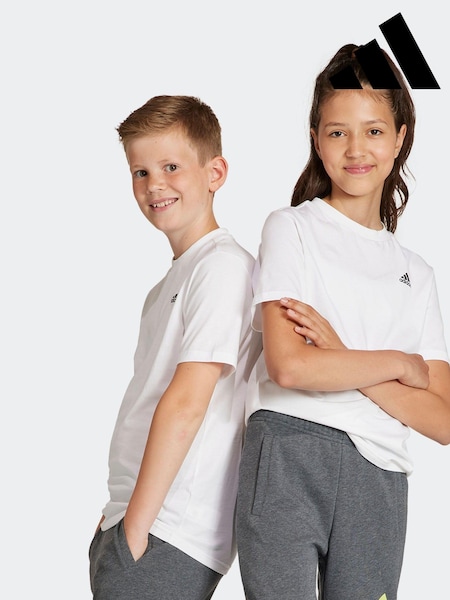 adidas White 100% Cotton Sportswear Essentials Small Logo Cotton T-Shirt (D46168) | AED70