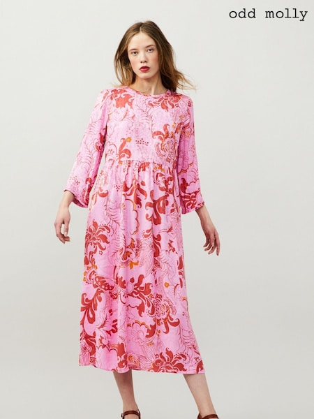Odd Molly Pink Riley Printed Meadow Maxi Dress (D46194) | €159