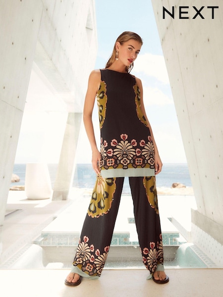 Placement Ikat Print Crinkle Mesh Relaxed Trousers (D46368) | €16