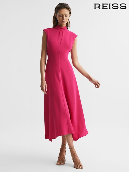 Reiss Bright Pink Livvy Open Back Midi Dress (D46394) | €86