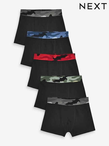 Black Camouflage Waistband Trunks 5 Pack (3-16yrs) (D46535) | kr234 - kr317