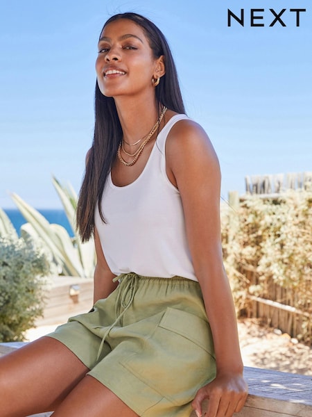 Sage Green Shine Utility Shorts with Pockets (D46540) | €8