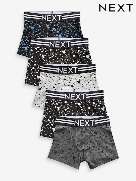 Black/White Splat Trunks 5 Pack (2-16yrs) (D46923) | AED47 - AED64