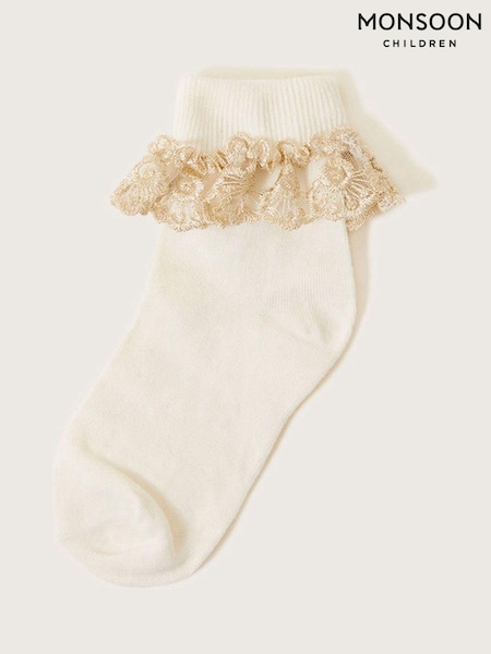 Monsoon Natural Sparkle Lace Socks (D47466) | €10