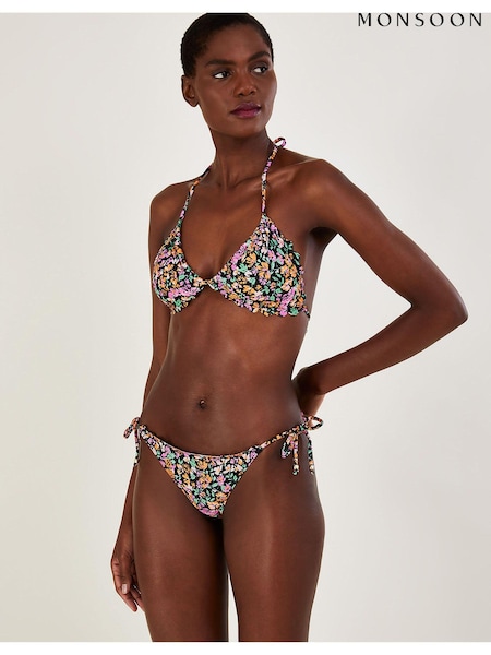 Monsoon Ditsy Print Black Bikini Bottoms With Recycled Polyester (D47677) | €8.50