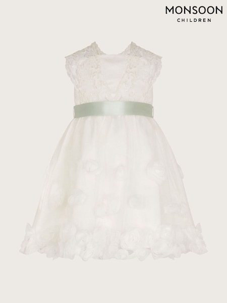 Monsoon Baby Natural Margot Lace 3D Roses Dress (D47771) | €34 - €37