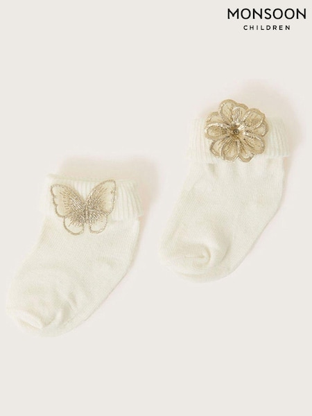 Monsoon Butterfly and Flower Baby Socks 2 Pack (D47846) | 16 €