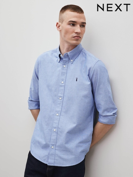 Light Blue Slim Fit Long Sleeve Oxford Shirt (D48110) | kr420