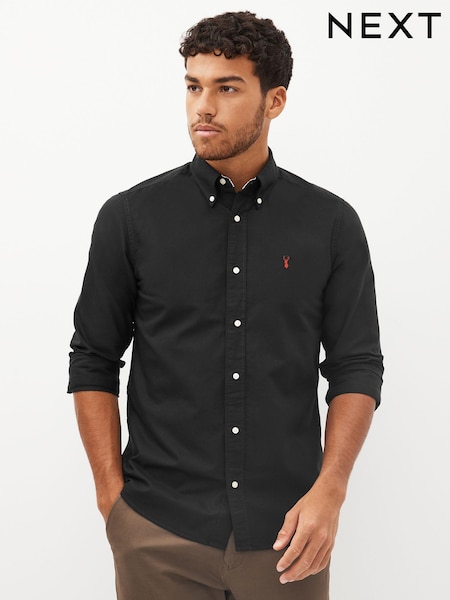 Black Slim Fit Long Sleeve Oxford Shirt (D48111) | R$ 250