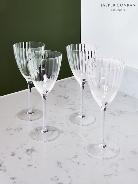 Jasper Conran London Set of 4 Clear Fluted Wine Glasses (D48386) | €61