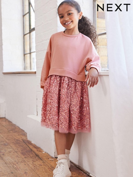 Pink Sequin Sweat Dress (3-12yrs) (D48861) | € 19 - € 22